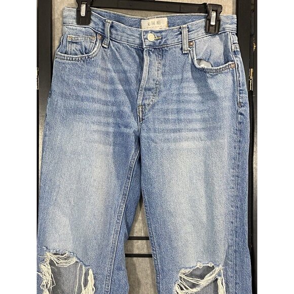 Free People Jeans Women's 25 Mid Rise Straight Leg Denim Distressed Button Fly - Picture 2 of 11